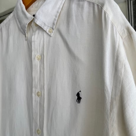 Ralph Laurenリネン半袖シャツ 白 L