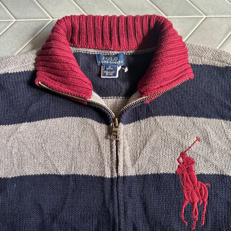 POLO フルジップボーダーニット