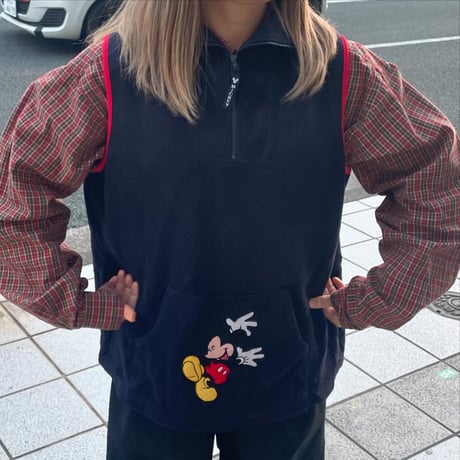 Disney Mickey Mouse ハーフジップフリースベスト