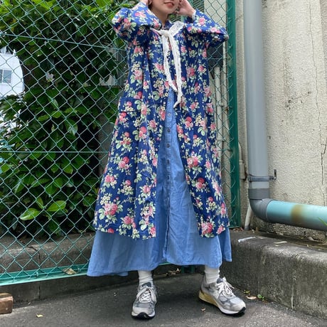USA製花柄前開きスナップワンピース
