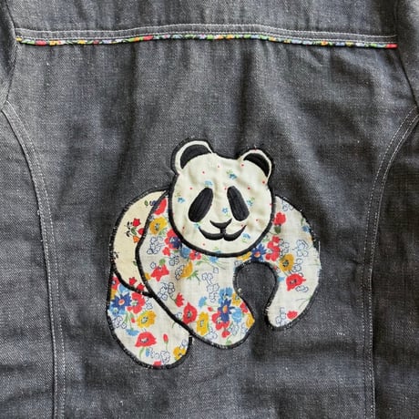 パンダパッチワーク刺繍デニムジャケット