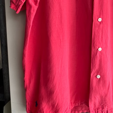 Ralph Lauren リネンシルク オープンカラーシャツ XL