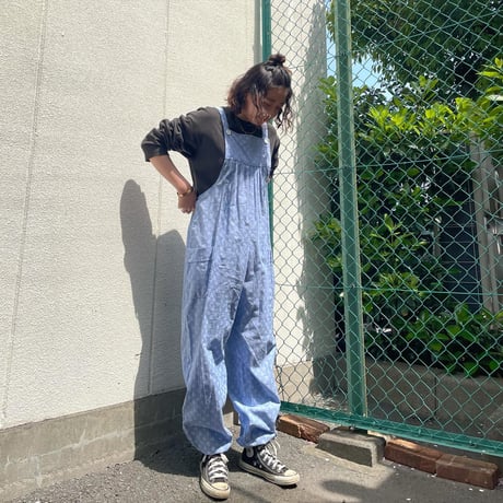 小花柄リラックスオールインワン