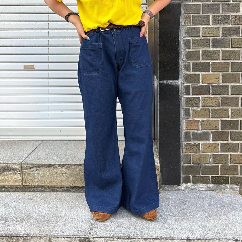 US NAVY seafarer セイラーデニムパンツ フレア TALON SEAFARER VINTAGE NAVY BLUE JEANS BELL BOTTOM DENIM TROUSERS
