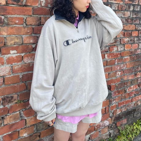 championハーフジップスウェット
