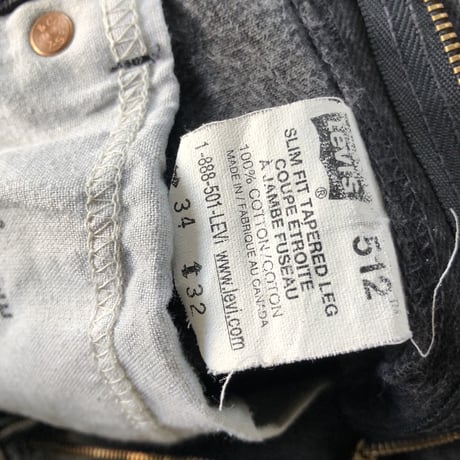 カナダ製 Levi's512 ブラック  W34