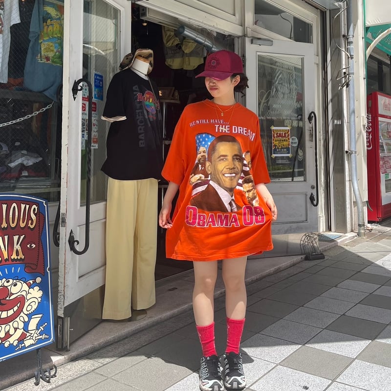 パプリカ様【カラー】ブロードシャツ プルオーバー　ドッキング　グリーン　1　個性 OBAMA 両面プリント ビッグTシャツ | CUSTOM FEVER