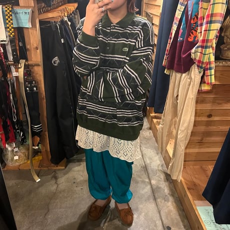 LACOSTE 襟付き総柄セーター