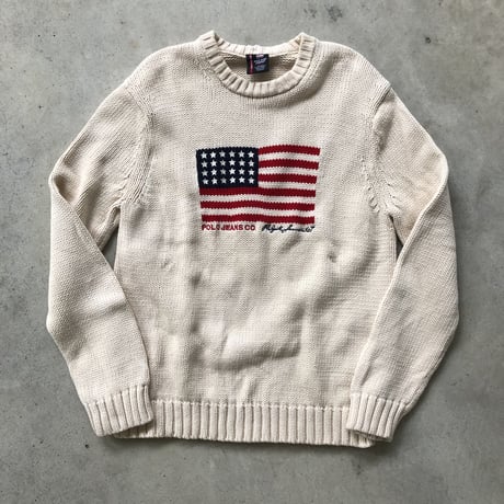 POLO コットンニットセーター 星条旗
