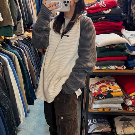 NAUTICA JEANS ラグランハーフジップニット