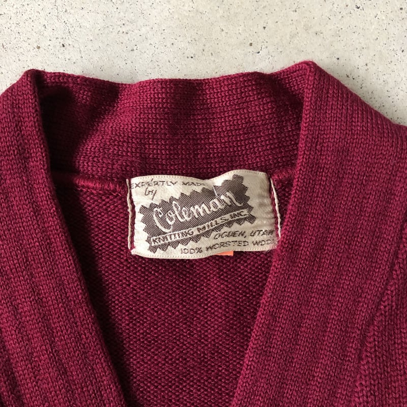 60's Lamb Wool ブラックレタードカーディガン ヴィンテージ 60年代 レタードカーディガン ブラック×レッド R1 - 古着屋