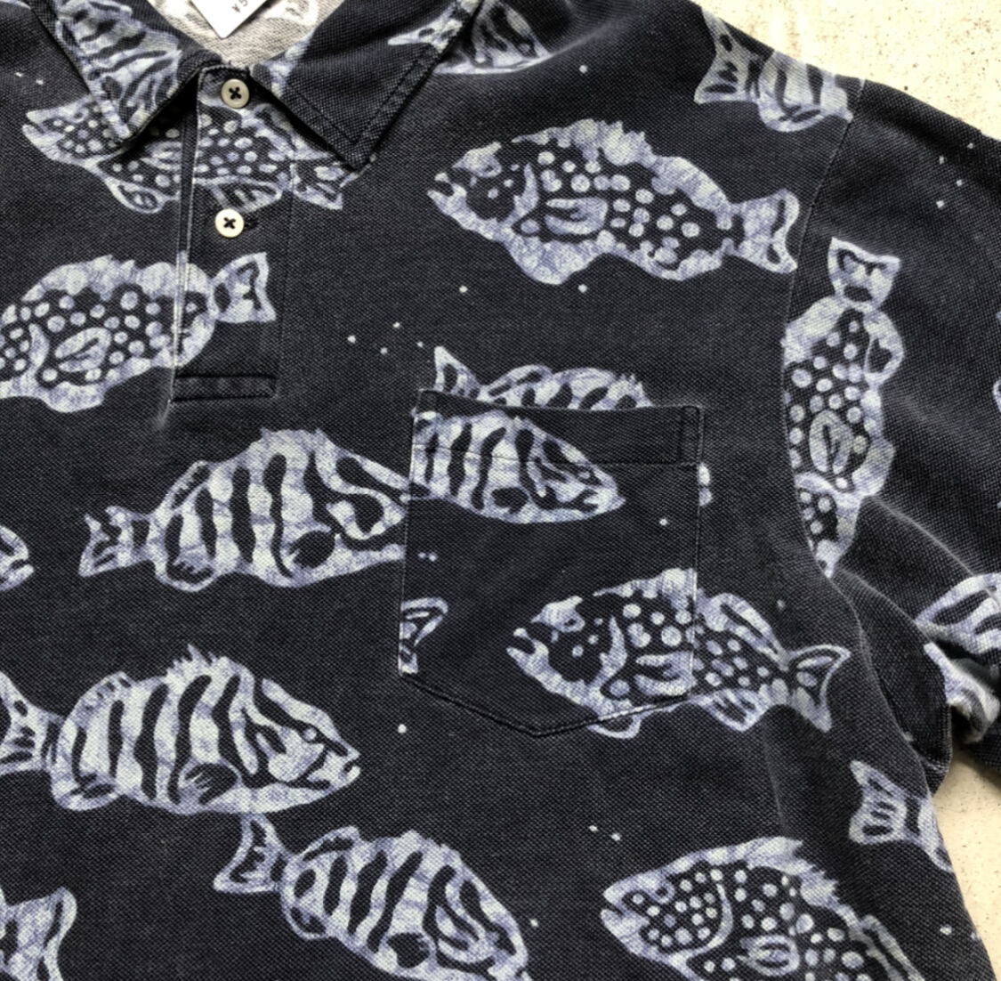 90’s Orvis 魚柄 ポロシャツ Lサイズ グレー 90's Orvis 魚柄 ポロシャツ Lサイズ グレー MEN メッシュ