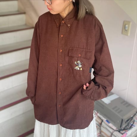 Disney ドナルド　ワンポイント刺繍シャツ