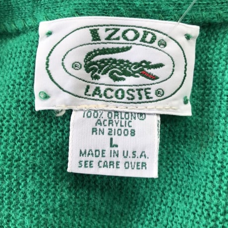 USA製LACOSTEアクリルニットカーディガン  L