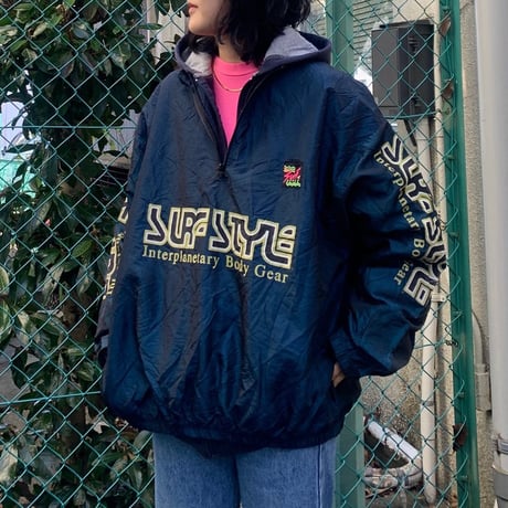 SURF STYLEハーフジップナイロンプルオーバー
