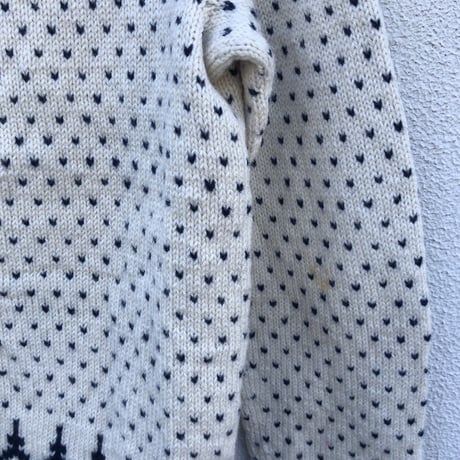 ノルディックセーターカーディガン 白×青