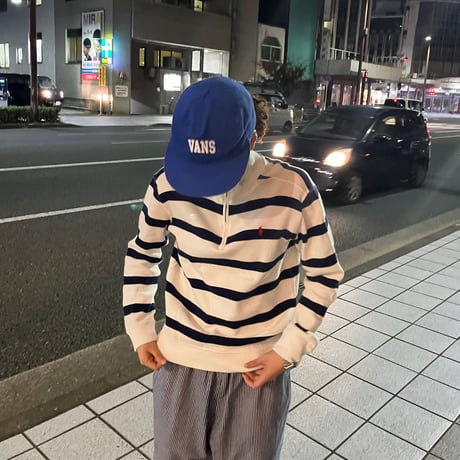 Polo ボーダーハーフジップニット