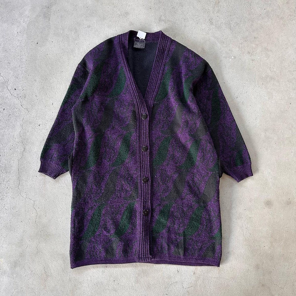 古着 キッドモヘア ロングカーディガン 紫 パープル メキシコ産 ハンドメイド キッドモヘア ロングカーディガン 紫 パープル メキシコ産