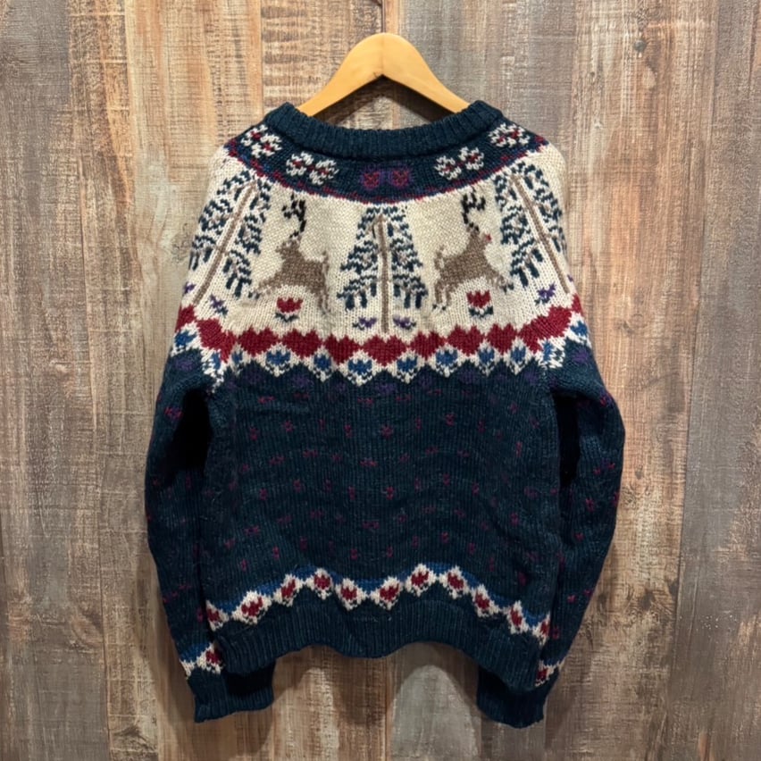 D221166 80s WOOL RICH ノルディック柄 カーディガン Woolrich ノルディック柄ニットカーディガン | CUSTOM FEVER