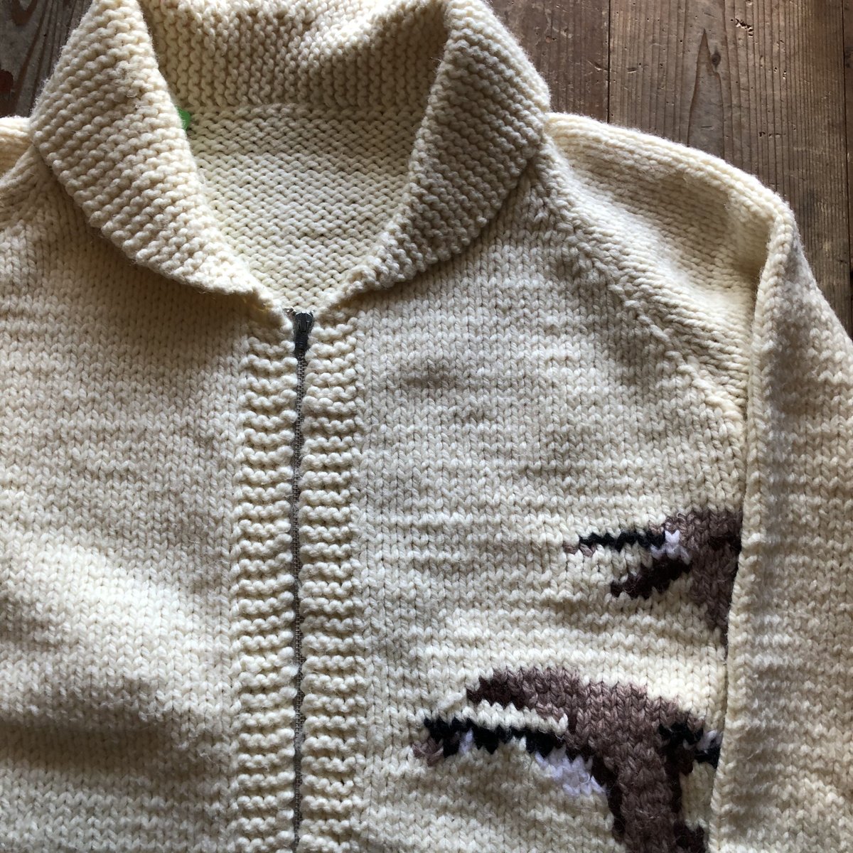 Vintage カウチンカーディガン 鳥 ショールカラー | CUSTOM FEVER Vintage カウチンカーディガン 鳥 ショールカラー | CUSTOM FEVER