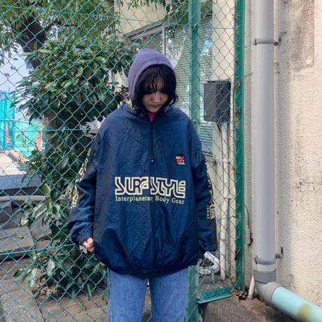 SURF STYLEハーフジップナイロンプルオーバー