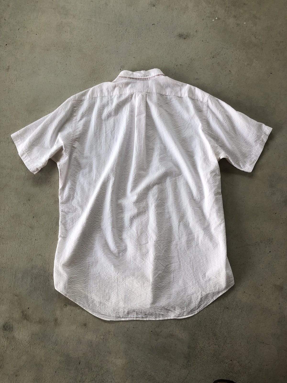 RALPH LAURENラルフローレンのシアサッカー半袖ストライプシャツ　S Ralph Lauren 半袖シアサッカーストライプシャツ | CUSTOM FEVER