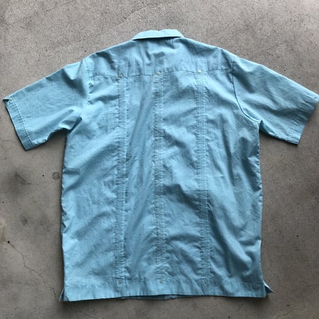 半袖キューバシャツ  水色 XL