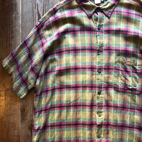 Patagonia半袖オーガニックコットンチェックシャツ  XL