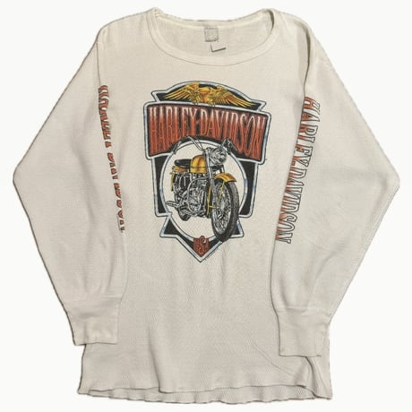 90's HARLEY DAVIDSON 袖プリントサーマルロンT