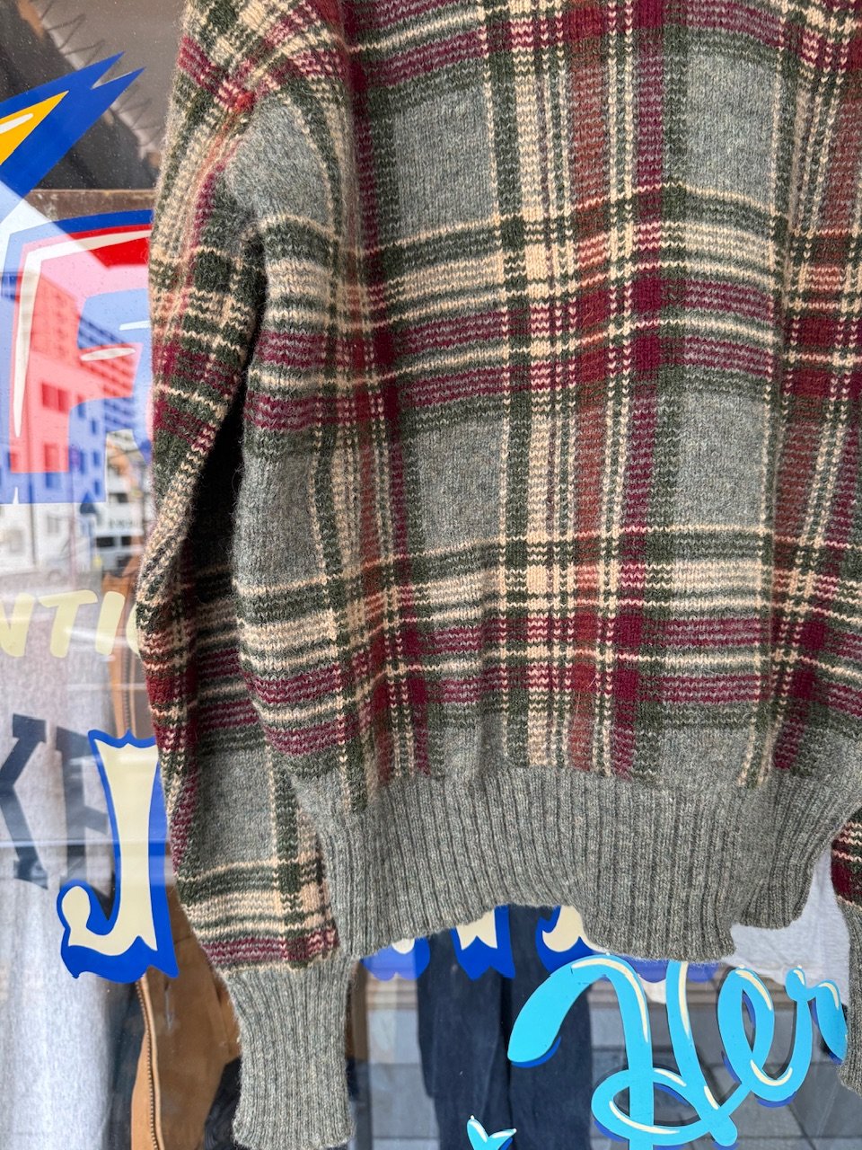 ラルフローレン　ウール１００％　ニット　セーター　タータンチェック柄　美品 ポロラルフローレン ポニー刺繍 タータンチェック ラルフ 総柄