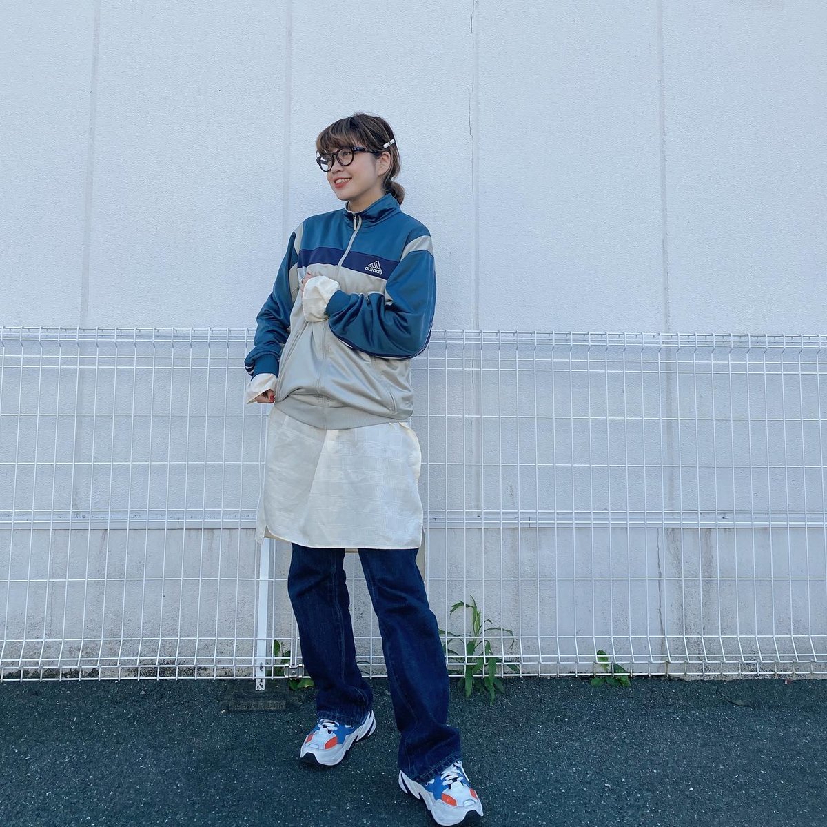 70's adidas ATPトラックジャージ 青x白 セットアップ 実寸(XL位