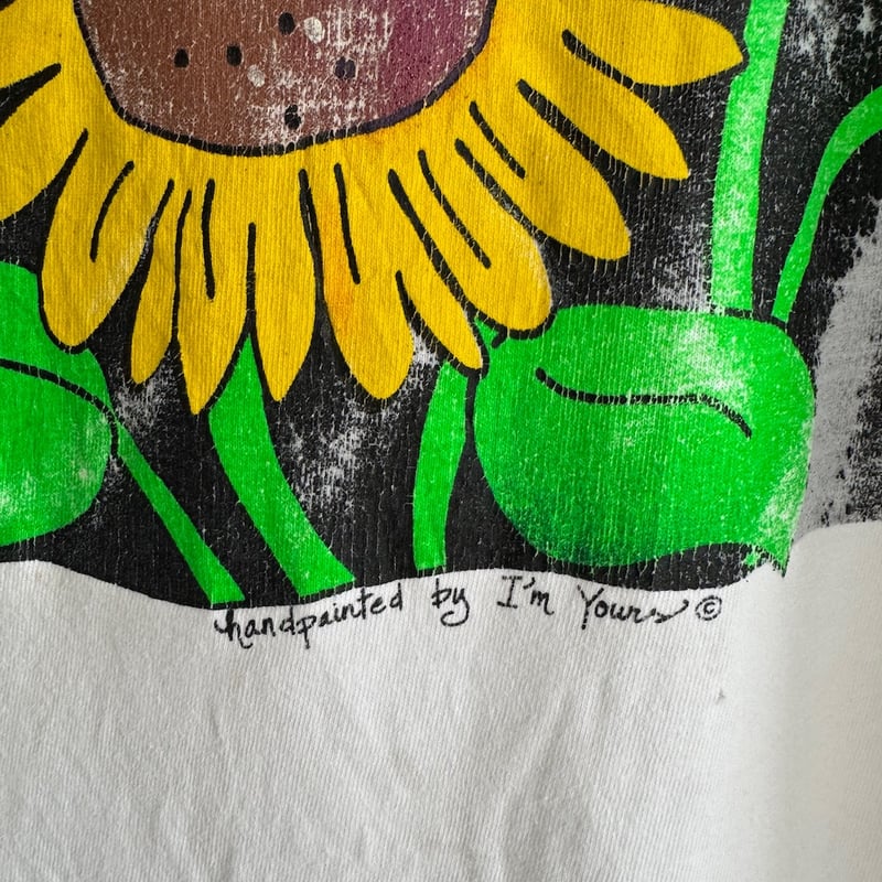 90's ひまわりプリントTシャツ XL | CUSTOM FEVER