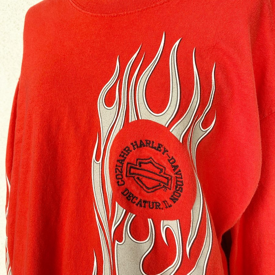 00s チョッパー ファイヤーパターン　ロンT カスタムフルフェイス Tシャツ フレイムス ファイヤーパターン