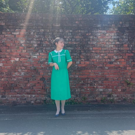 襟付パフスリーブワンピース
