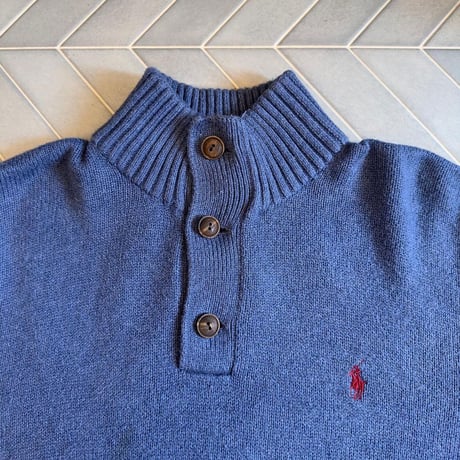 POLO ハーフボタンコットンニット