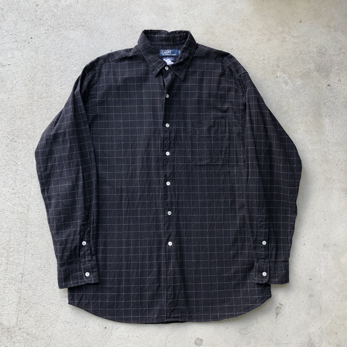 超超スペシャル 90s ラルフローレン オンブレ ウール シャツ L ブラック 超スペシャル 90s ラルフローレン ポニーマーク無し オンブレシャツ L 黒