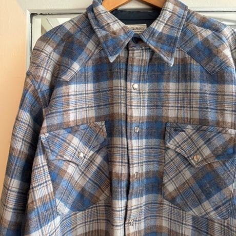 〜80's USA製 PENDLETON ウールチェックウエスタンシャツ