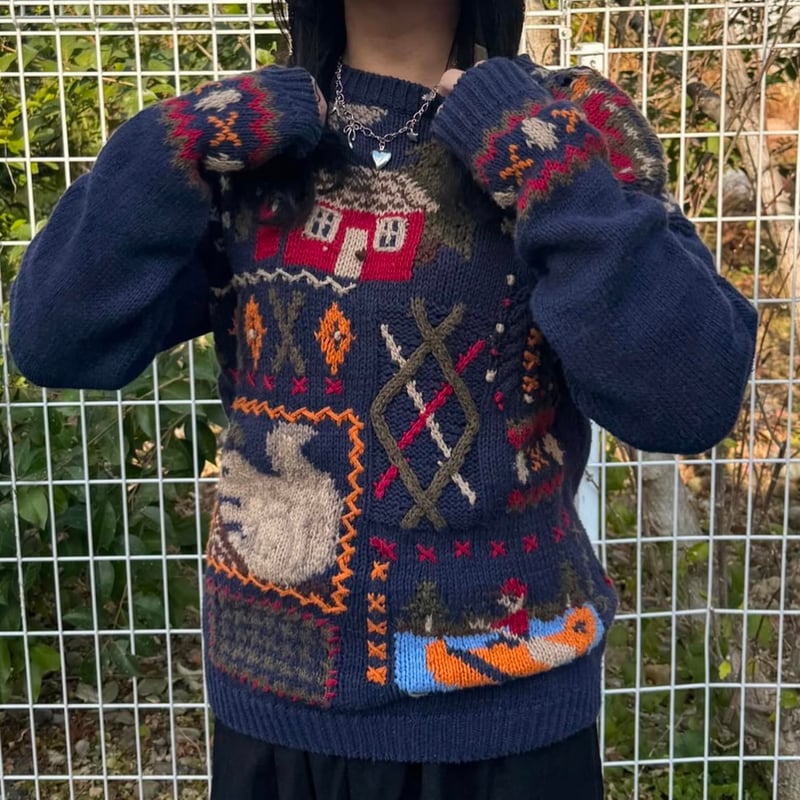 新品 northern isles ハロウィン柄 ハンド ニット セーター S 新品 northern isles ハロウィン柄 ハンド ニット セーター S