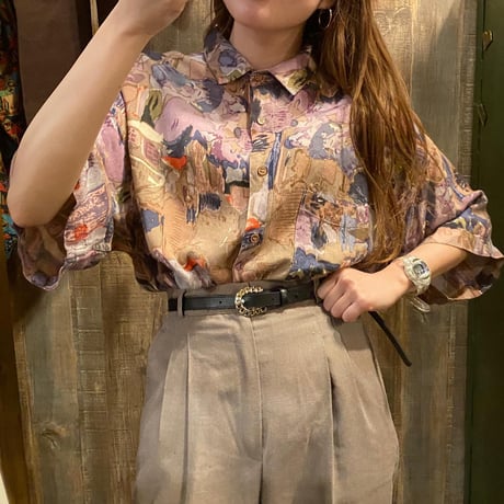 レーヨン柄シャツ