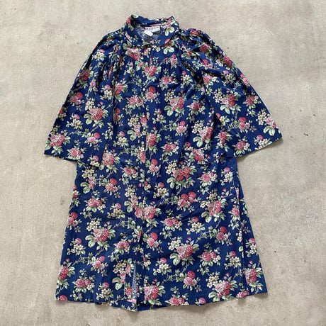 USA製花柄前開きスナップワンピース