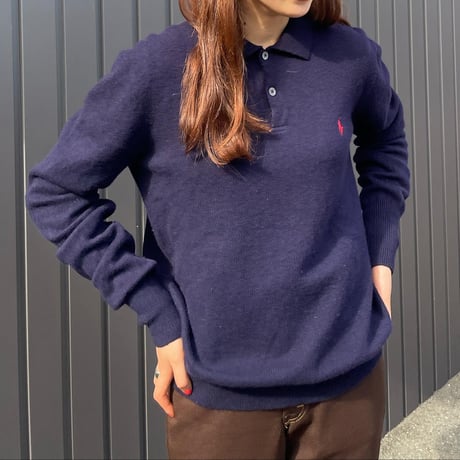 POLO ウールニット襟付セーター