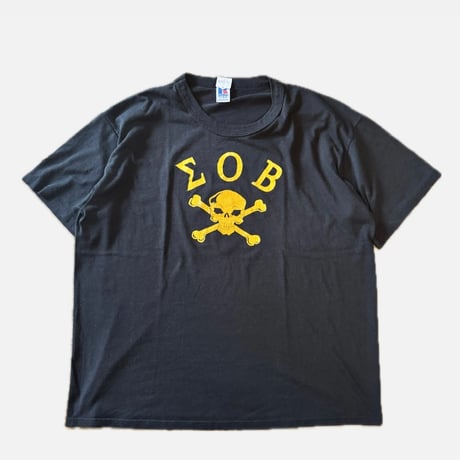80's Russell スカルプリントTシャツ XL