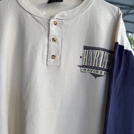 USA製 90's HARLEY DAVIDSON ヘンリーネックロンT L