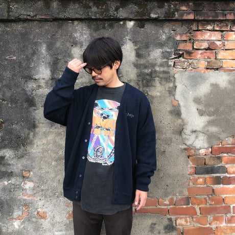 LACOSTEアクリルニットカーディガン  ネイビー