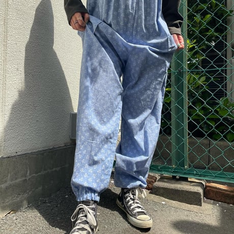 小花柄リラックスオールインワン