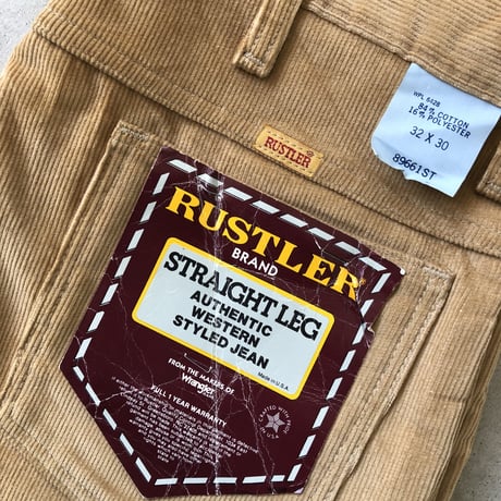 未使用USA製 80's RUSTLER コーデュロイパンツ  ストレート W32×L30