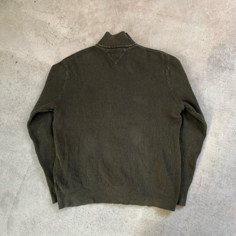 TOMMYリブ編みコットンニットフルジップ
