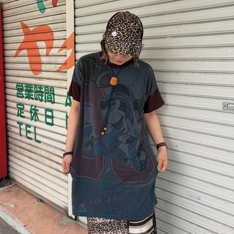 後染め ミッキー ロング丈Tシャツ