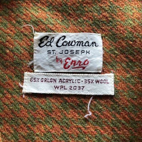 〜70's Ed Cowmanウール混ビンテージボタンダウンシャツ