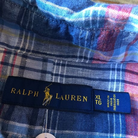 Ralph Lauren リネン半袖チェックシャツ